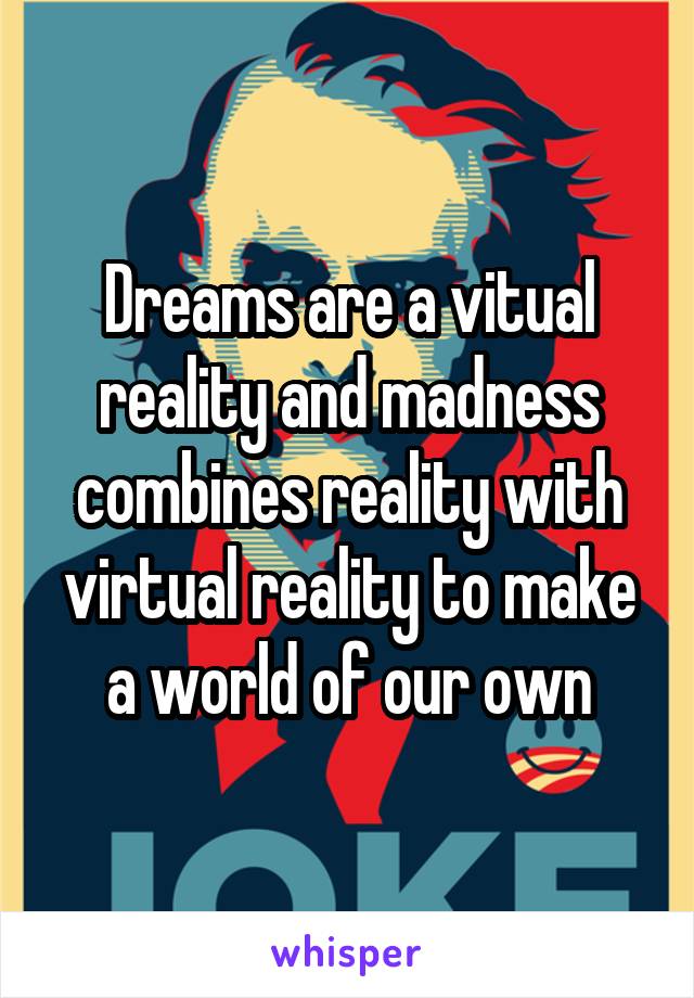 Dreams are a vitual reality and madness combines reality with virtual reality to make a world of our own