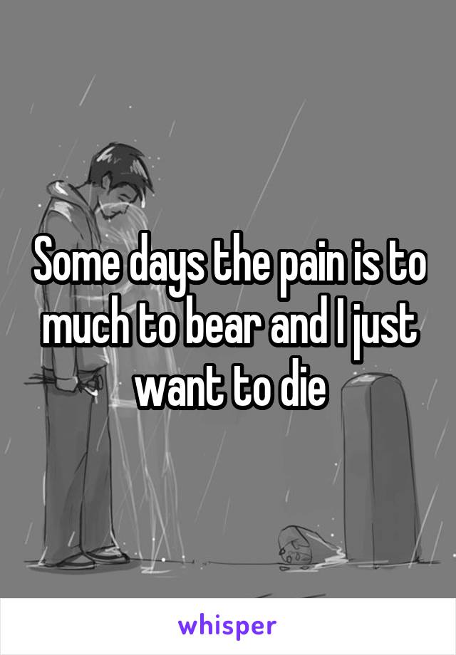 Some days the pain is to much to bear and I just want to die