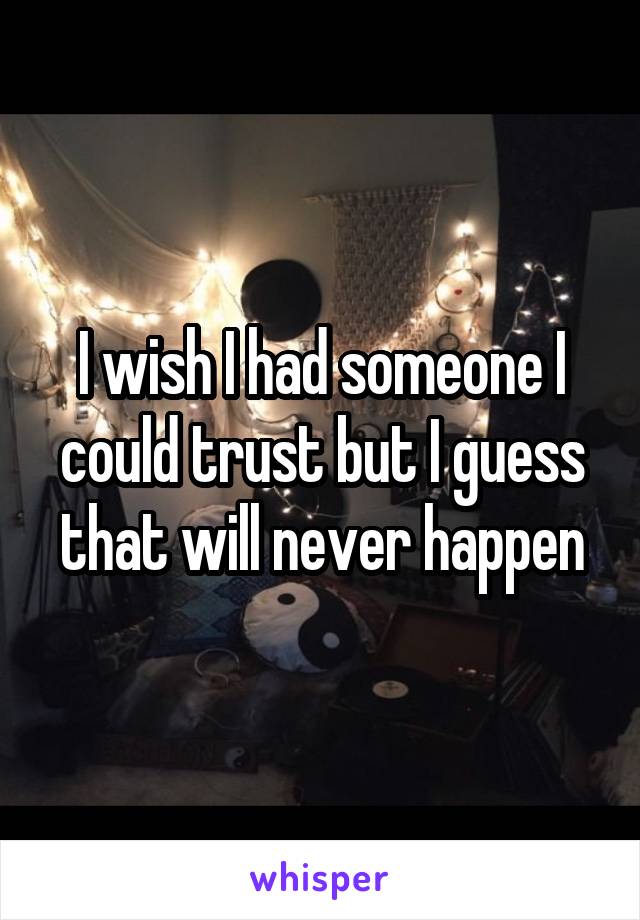 I wish I had someone I could trust but I guess that will never happen