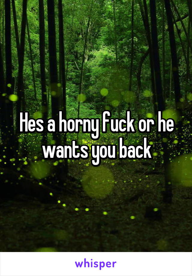 Hes a horny fuck or he wants you back