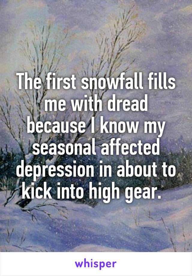 The first snowfall fills me with dread because I know my seasonal affected depression in about to kick into high gear.  