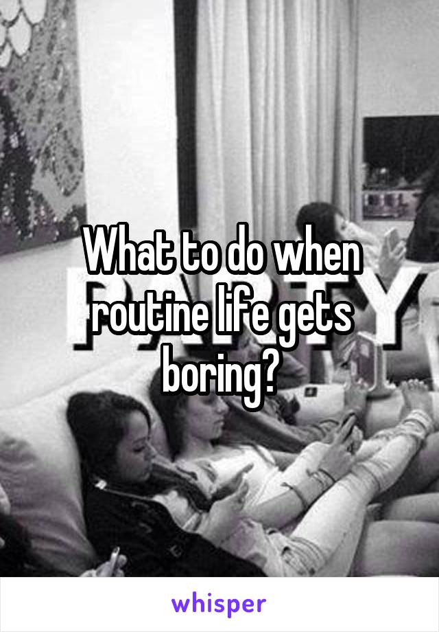 What to do when routine life gets boring?