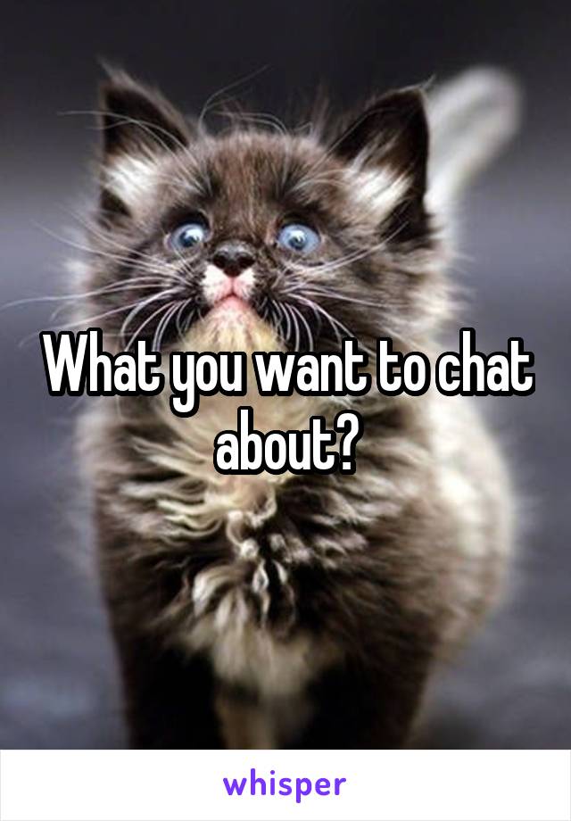 What you want to chat about?