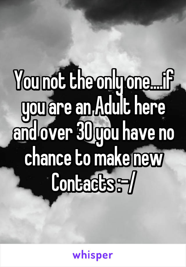 You not the only one....if you are an Adult here and over 30 you have no chance to make new Contacts :-/