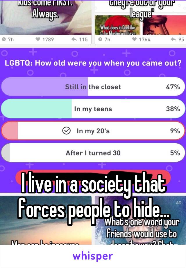 




I live in a society that forces people to hide...