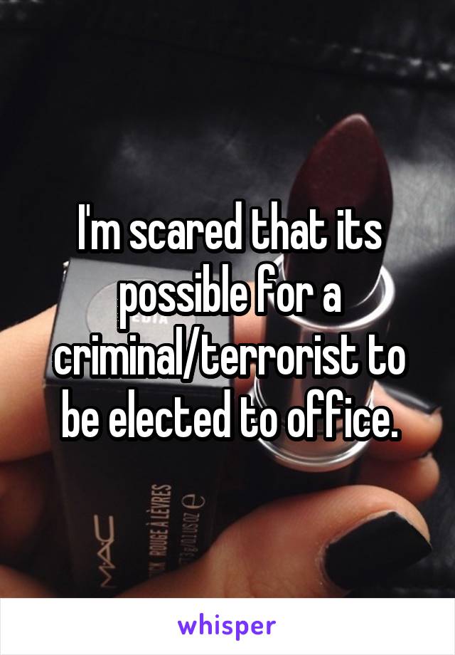 I'm scared that its possible for a criminal/terrorist to be elected to office.