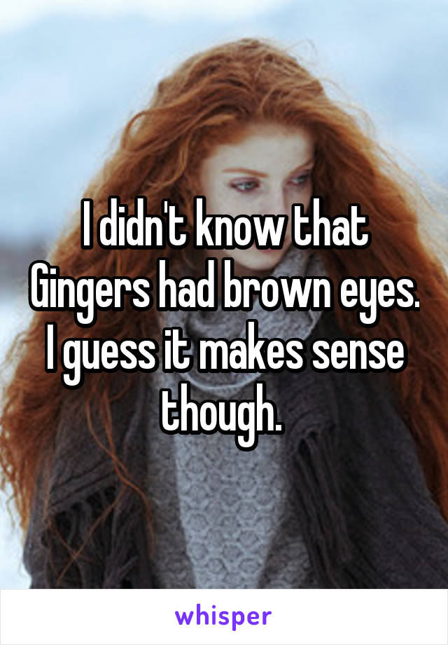 I didn't know that Gingers had brown eyes. I guess it makes sense though. 
