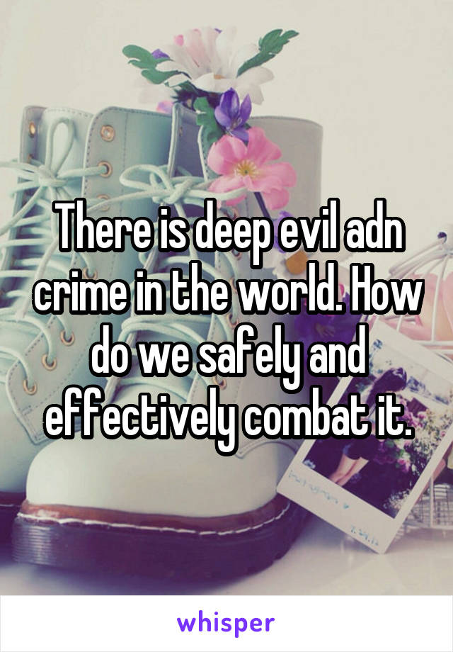 There is deep evil adn crime in the world. How do we safely and effectively combat it.