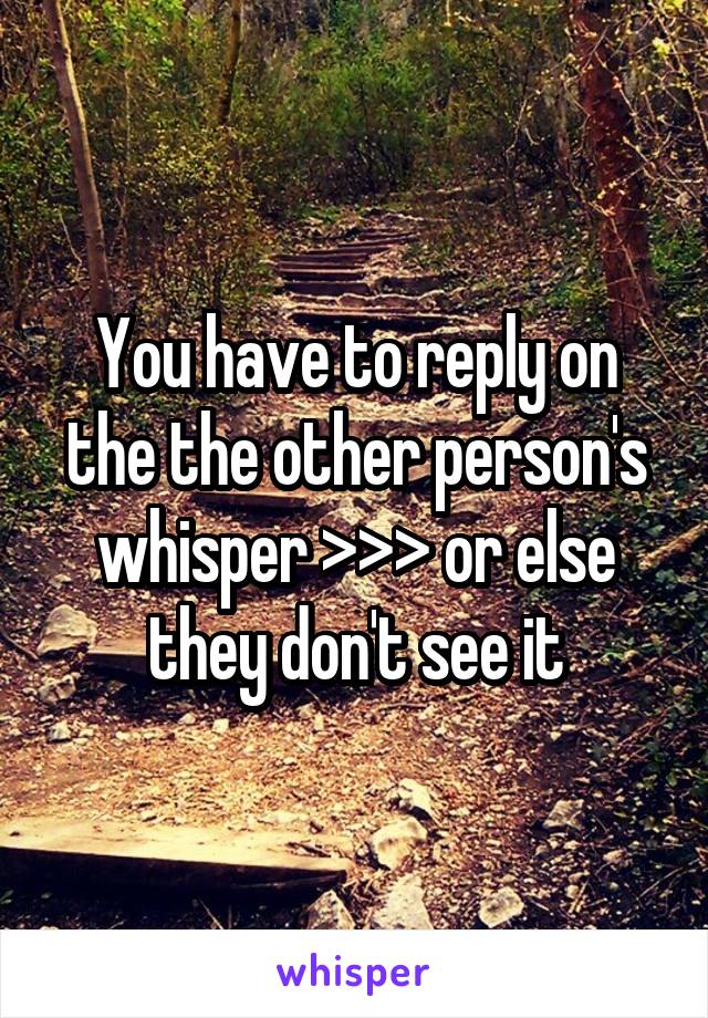 You have to reply on the the other person's whisper >>> or else they don't see it