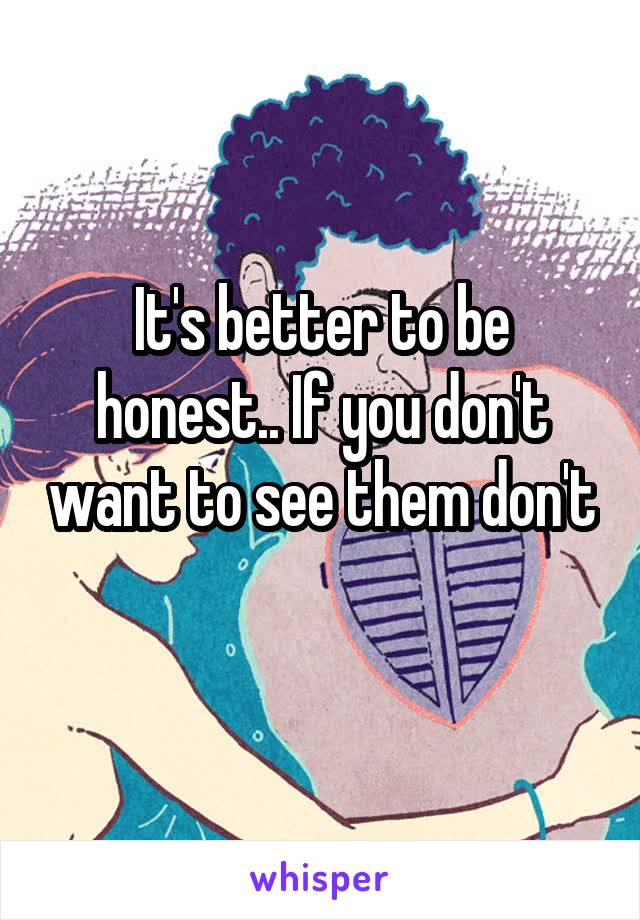 It's better to be honest.. If you don't want to see them don't 
