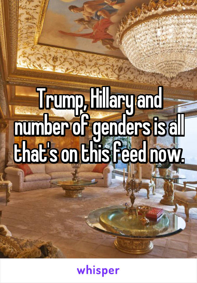 Trump, Hillary and number of genders is all that's on this feed now. 