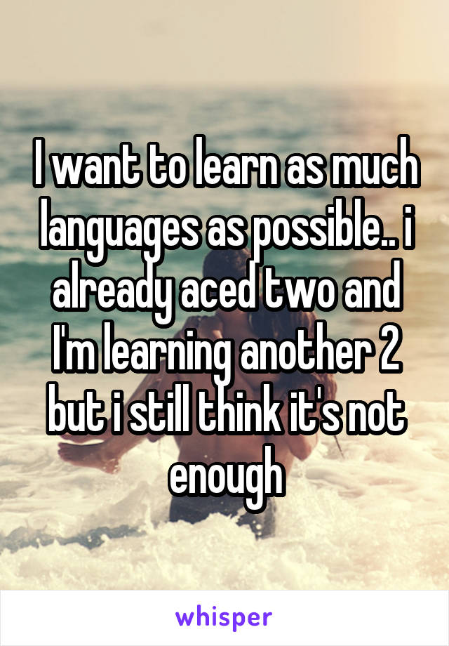 I want to learn as much languages as possible.. i already aced two and I'm learning another 2 but i still think it's not enough