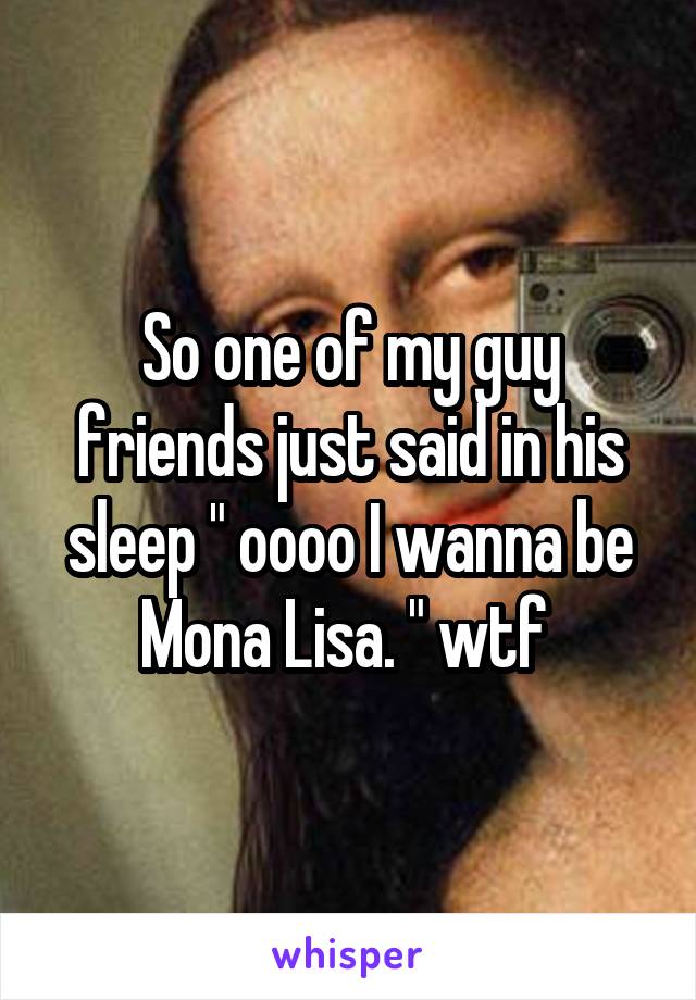 So one of my guy friends just said in his sleep " oooo I wanna be Mona Lisa. " wtf 