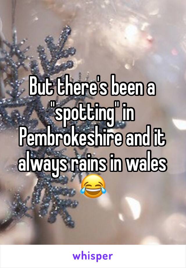 But there's been a "spotting" in Pembrokeshire and it always rains in wales 😂