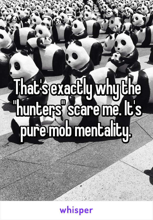 That's exactly why the "hunters" scare me. It's pure mob mentality. 