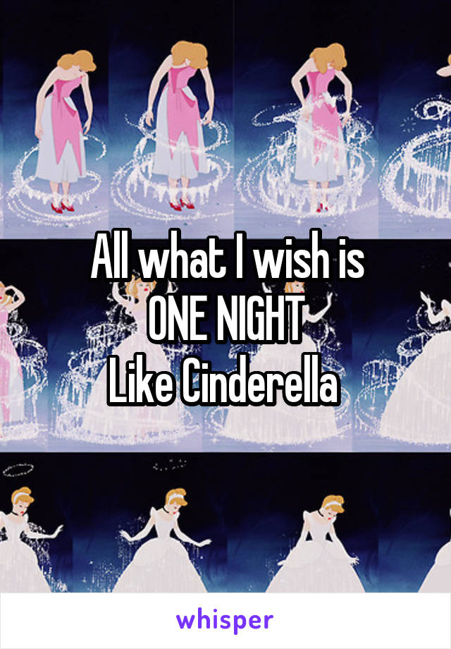 All what I wish is
ONE NIGHT
Like Cinderella 