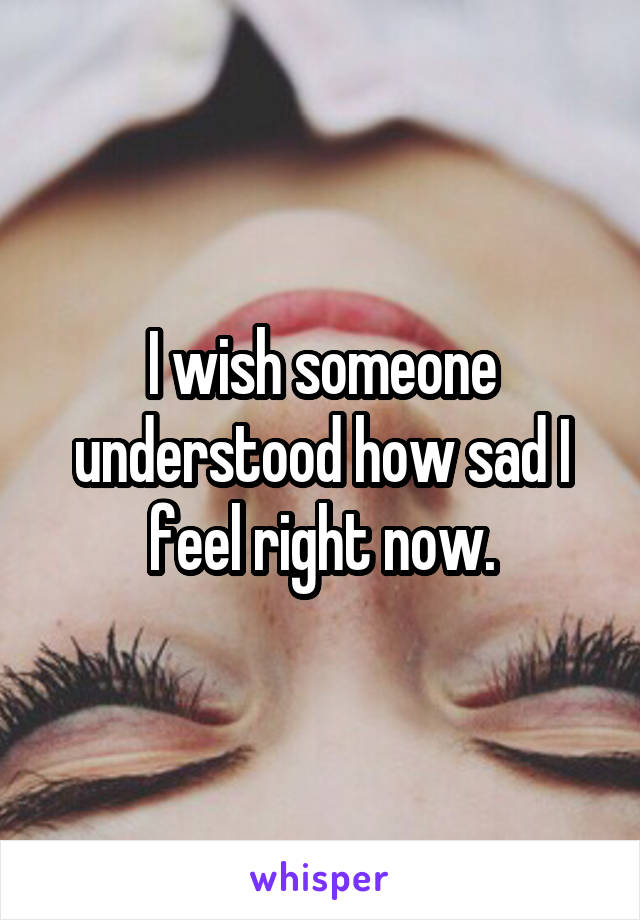I wish someone understood how sad I feel right now.