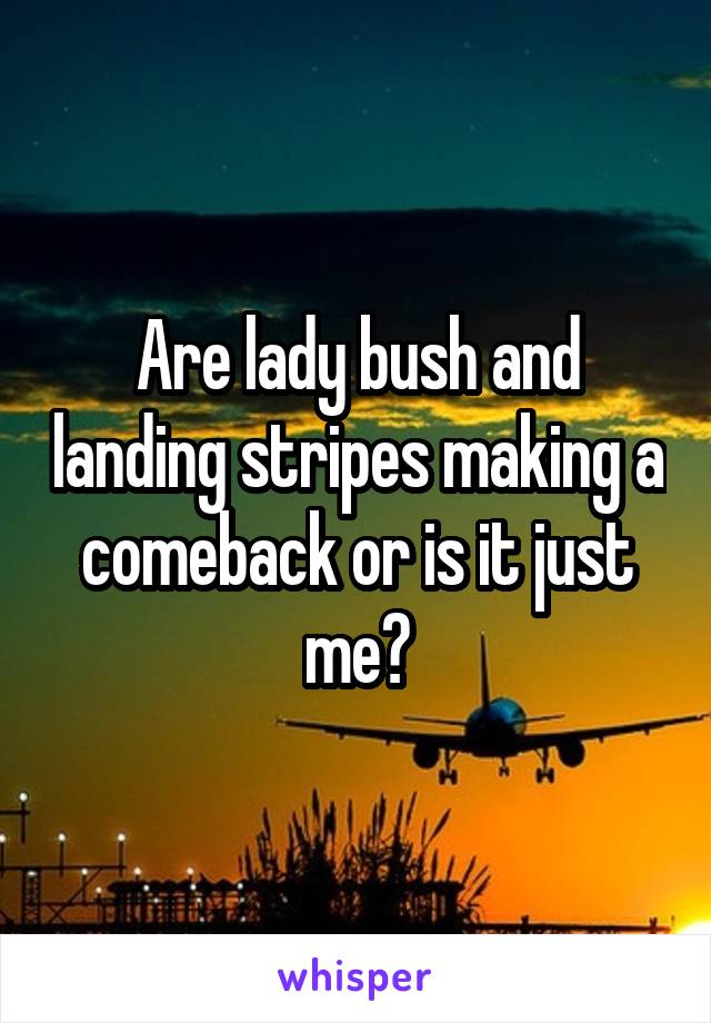 Are lady bush and landing stripes making a comeback or is it just me?