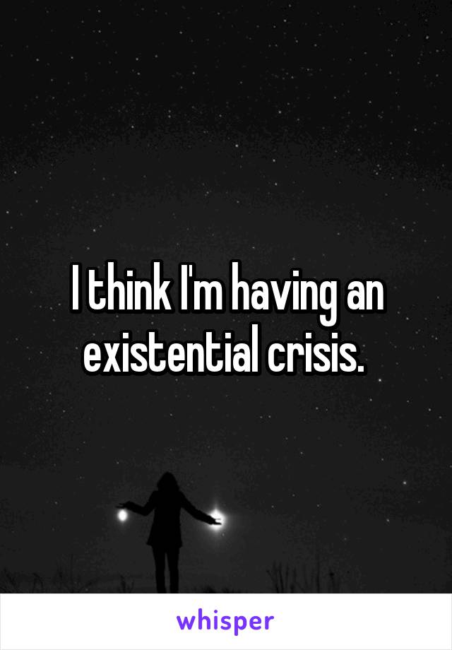 I think I'm having an existential crisis. 