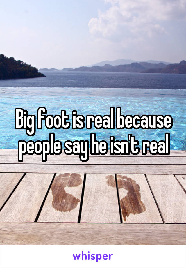 Big foot is real because people say he isn't real