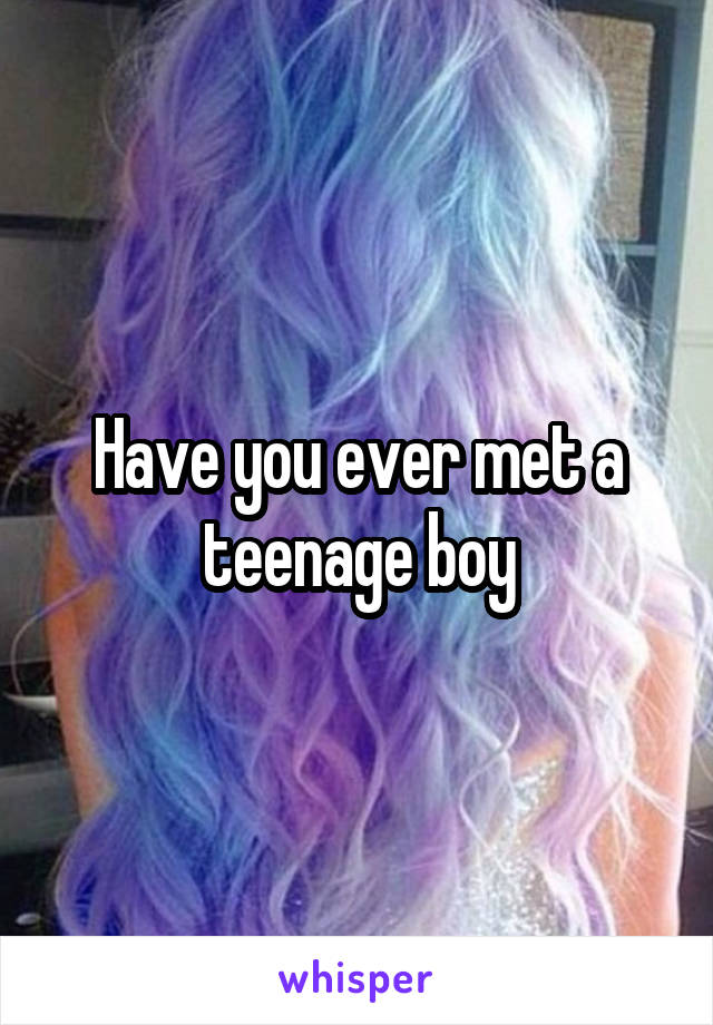 Have you ever met a teenage boy