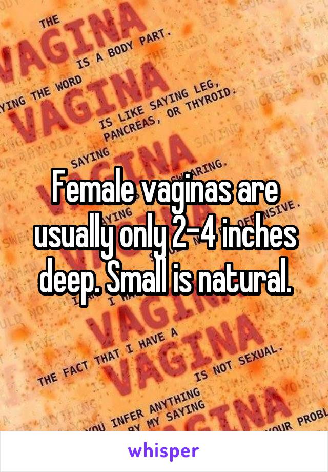 Female vaginas are usually only 2-4 inches deep. Small is natural.