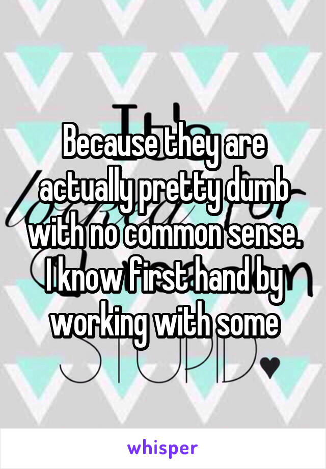 Because they are actually pretty dumb with no common sense. I know first hand by working with some