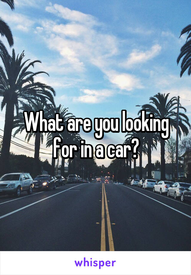 What are you looking for in a car?