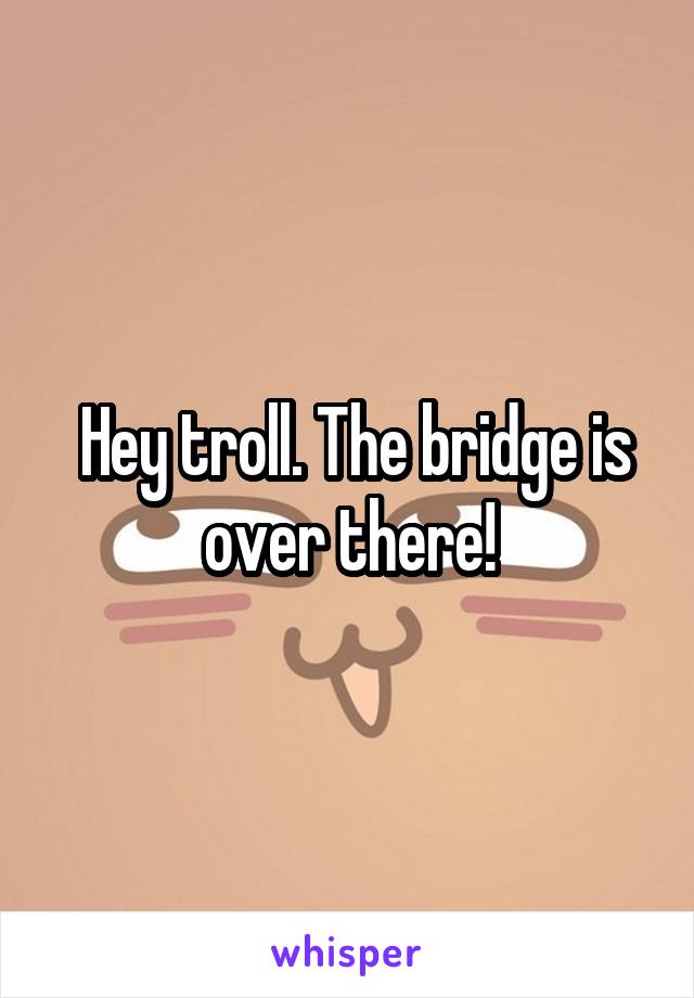 Hey troll. The bridge is over there!