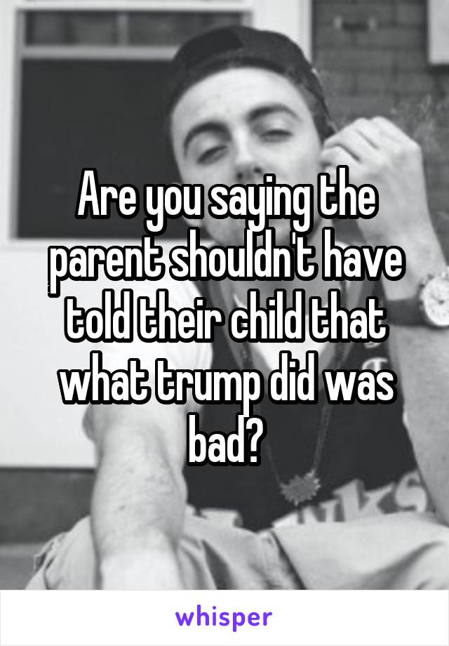 Are you saying the parent shouldn't have told their child that what trump did was bad?