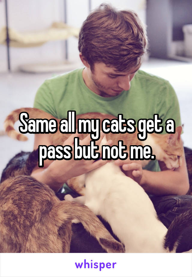 Same all my cats get a pass but not me.