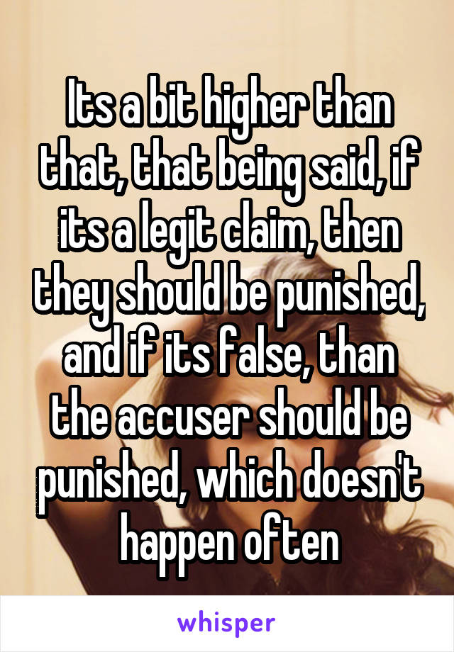 Its a bit higher than that, that being said, if its a legit claim, then they should be punished, and if its false, than the accuser should be punished, which doesn't happen often