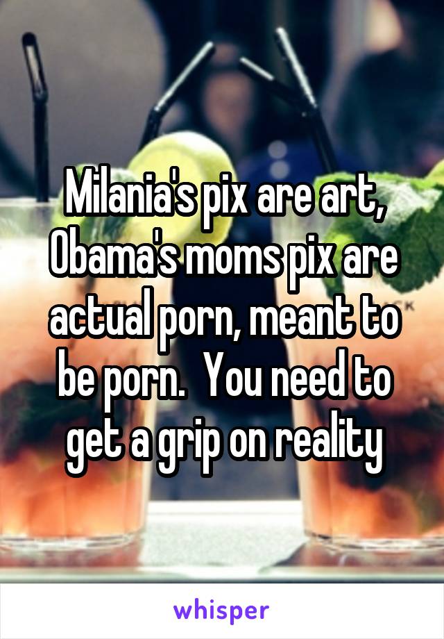 Milania's pix are art, Obama's moms pix are actual porn, meant to be porn.  You need to get a grip on reality