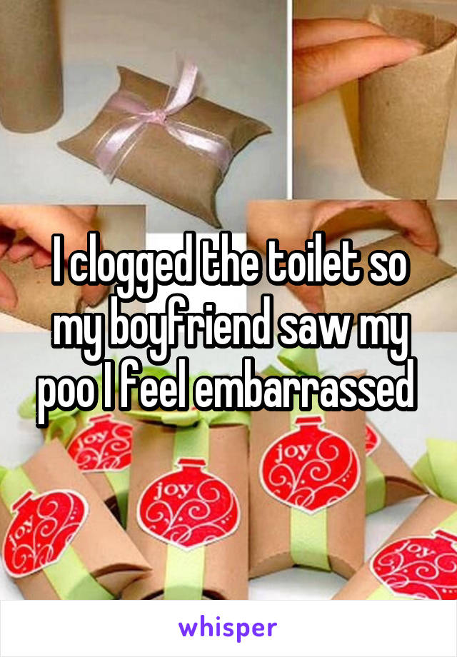 I clogged the toilet so my boyfriend saw my poo I feel embarrassed 
