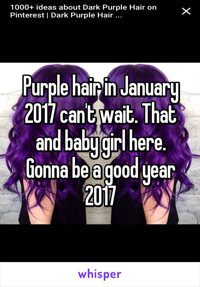 Purple hair in January 2017 can't wait. That and baby girl here. Gonna be a good year 2017