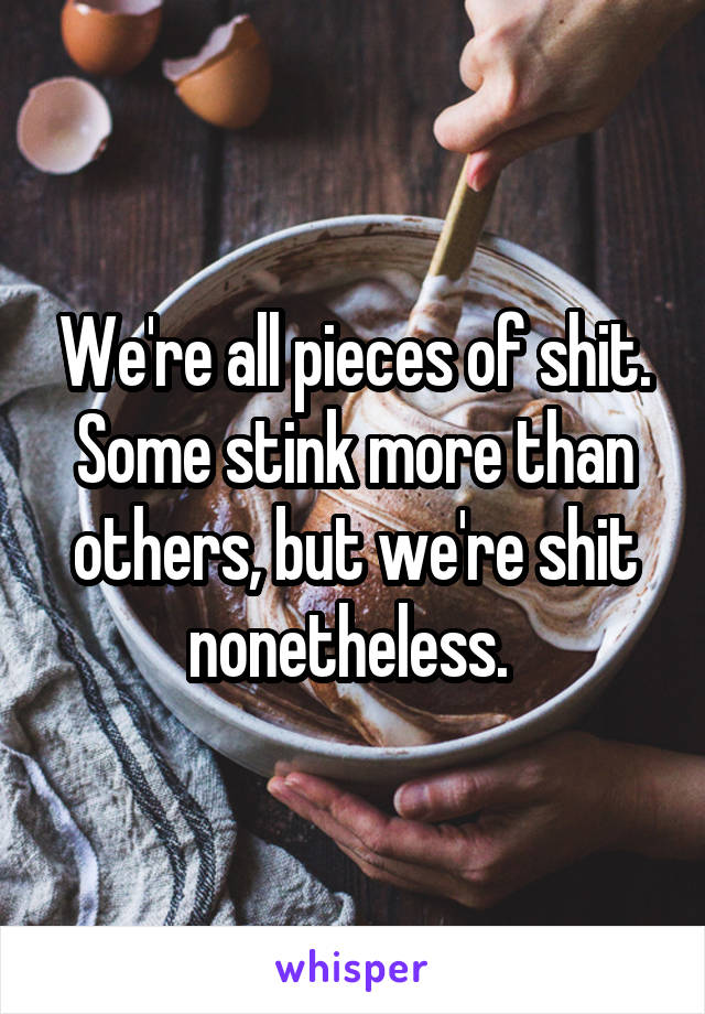 We're all pieces of shit. Some stink more than others, but we're shit nonetheless. 