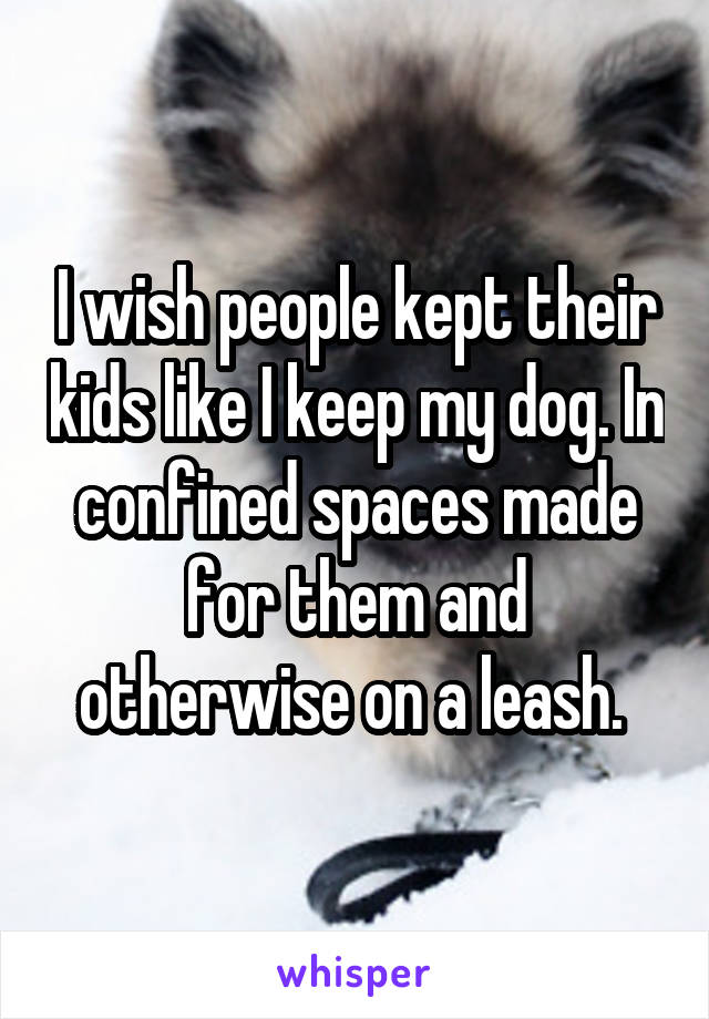 I wish people kept their kids like I keep my dog. In confined spaces made for them and otherwise on a leash. 