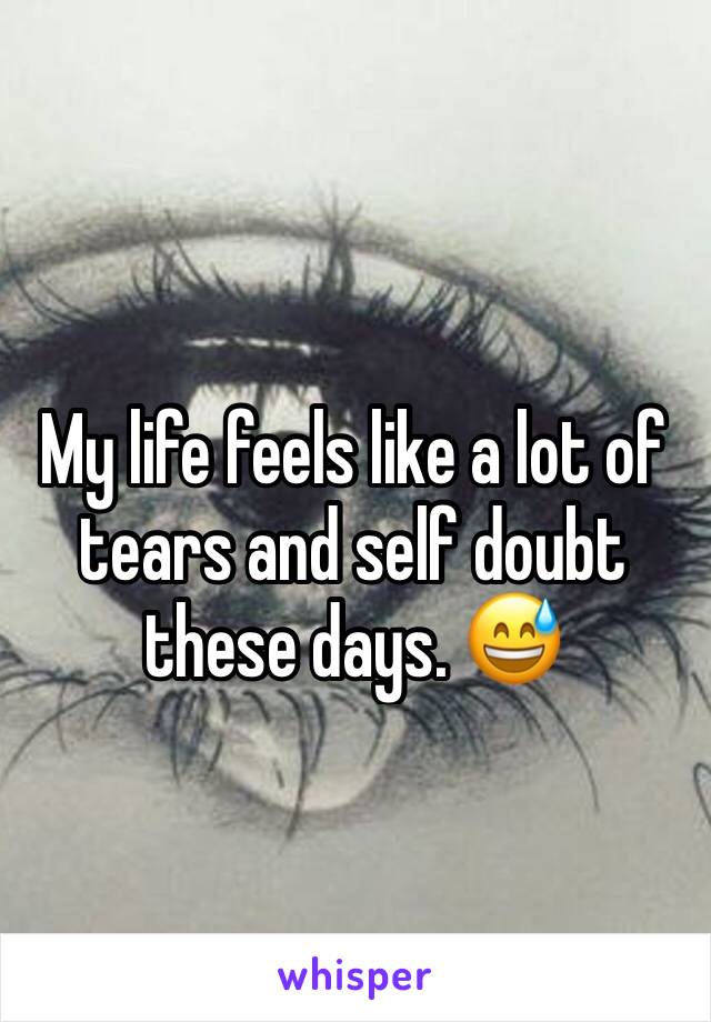 My life feels like a lot of tears and self doubt these days. 😅