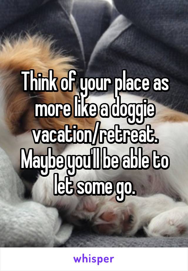 Think of your place as more like a doggie vacation/retreat. Maybe you'll be able to let some go.