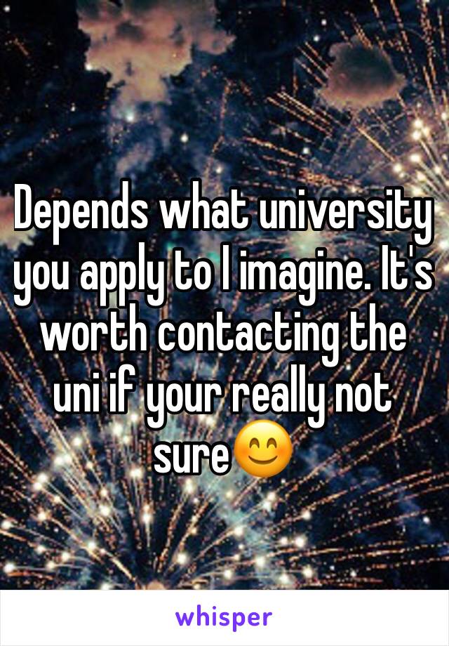 Depends what university you apply to I imagine. It's worth contacting the uni if your really not sure😊