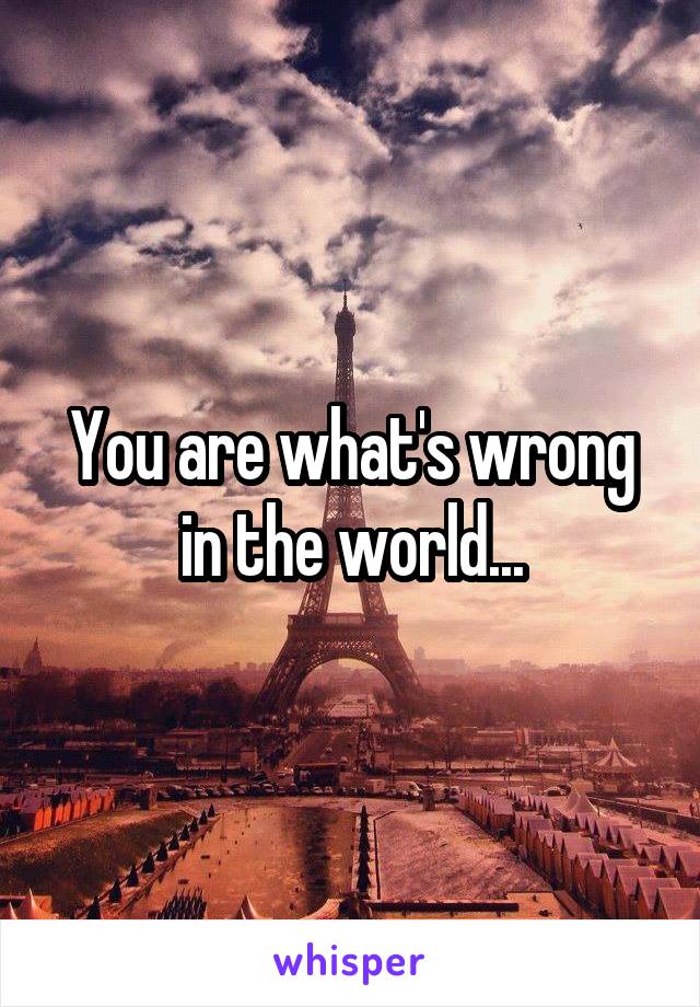 You are what's wrong in the world...