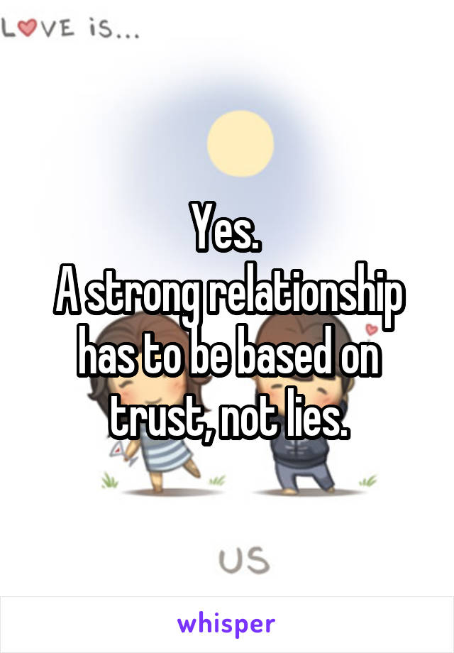 Yes. 
A strong relationship has to be based on trust, not lies.