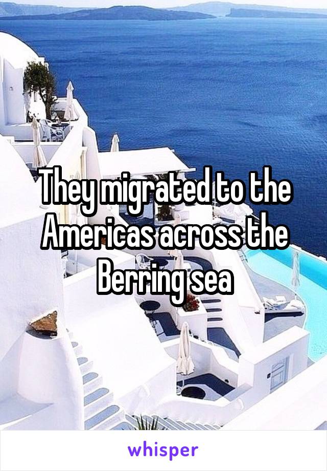 They migrated to the Americas across the Berring sea