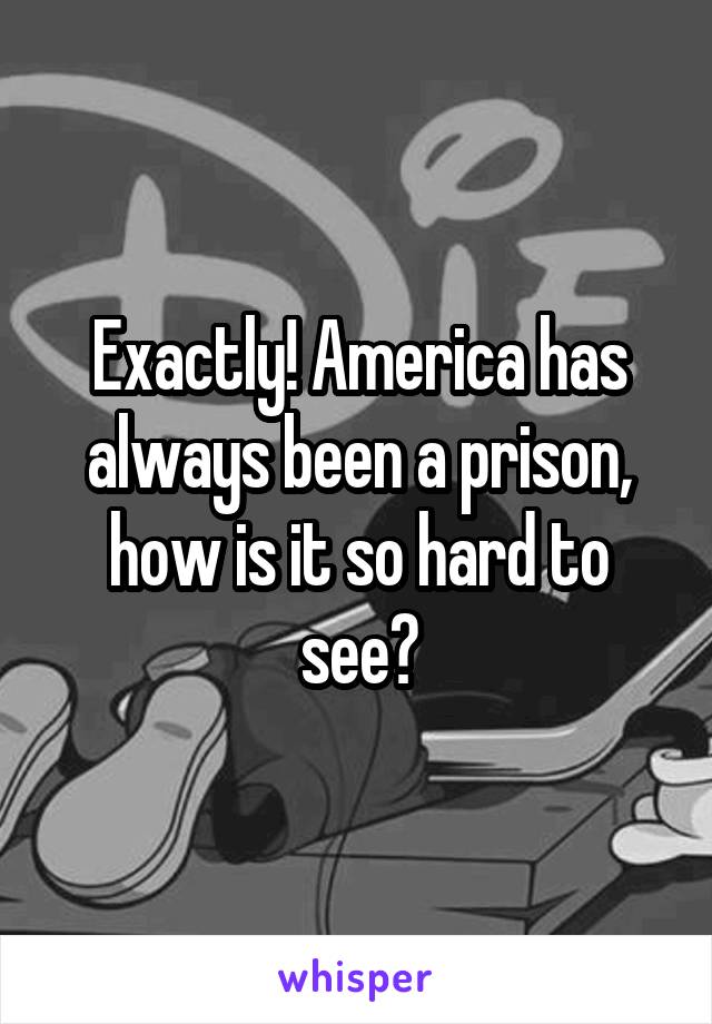 Exactly! America has always been a prison, how is it so hard to see?