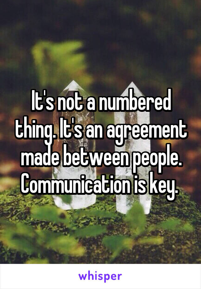 It's not a numbered thing. It's an agreement made between people. Communication is key. 