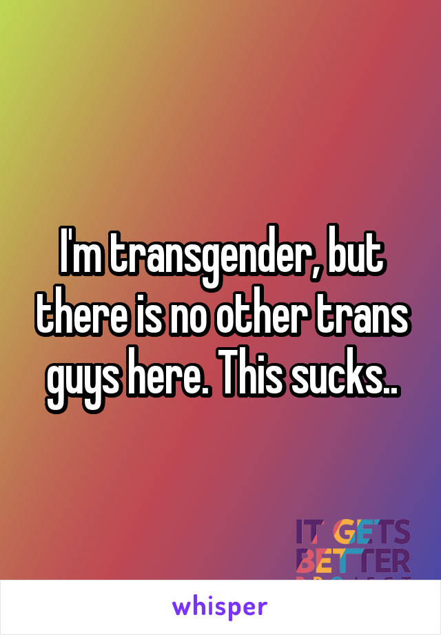 I'm transgender, but there is no other trans guys here. This sucks..