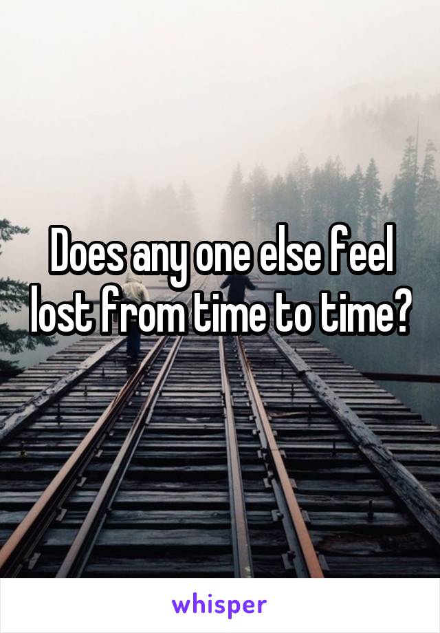 Does any one else feel lost from time to time? 