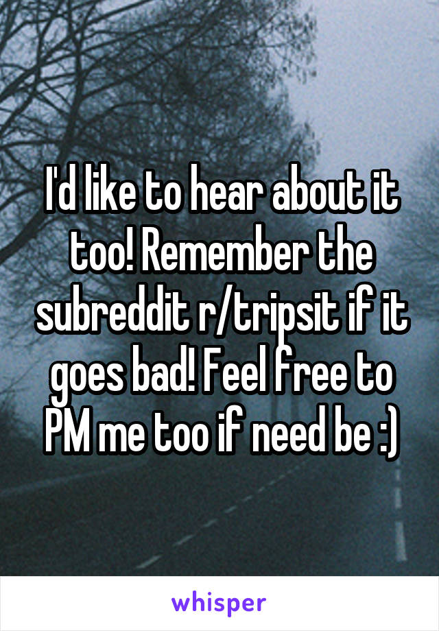 I'd like to hear about it too! Remember the subreddit r/tripsit if it goes bad! Feel free to PM me too if need be :)