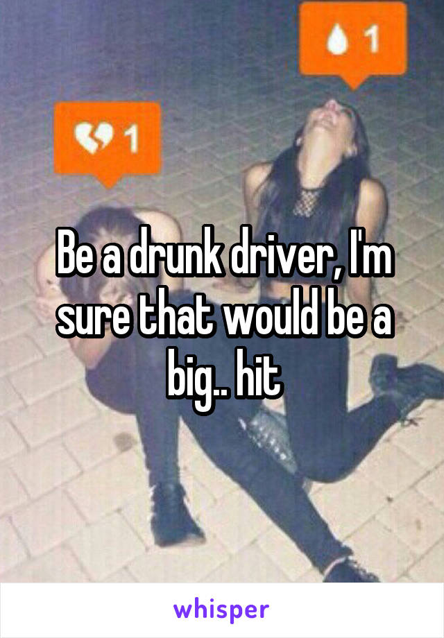 Be a drunk driver, I'm sure that would be a big.. hit