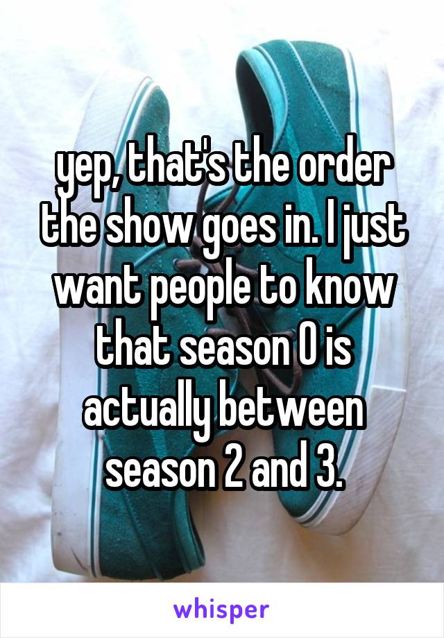 yep, that's the order the show goes in. I just want people to know that season 0 is actually between season 2 and 3.